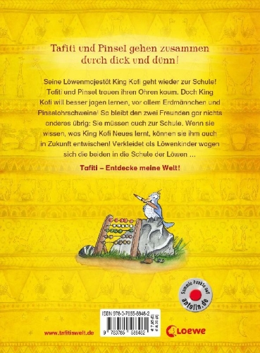 Buchcover und Innenansicht für das Buch: Tafiti und die Löwen-Schule