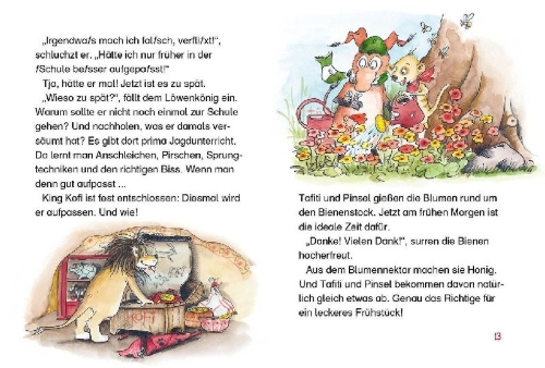Buchcover und Innenansicht für das Buch: Tafiti und die Löwen-Schule