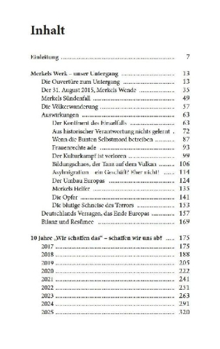 Buchcover und Innenansicht für das Buch: Merkels Werk - Unser Untergang