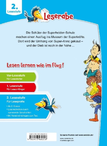 Buchcover und Innenansicht für das Buch: Leserabe - 2. Lesestufe: Die Superhelden-Schule