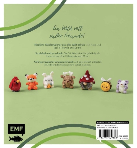 Buchcover und Innenansicht für das Buch: Mini Amigurumi Woodland - 26 tiny crochet creations