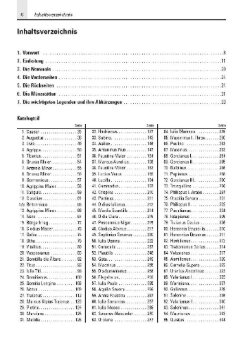 Buchcover und Innenansicht für das Buch: Die Münzen der römischen Kaiserzeit