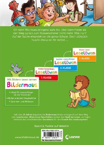 Buchcover und Innenansicht für das Buch: Bildermaus - Ein Tiger in der Schule?