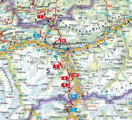 Buchcover und Innenansicht für das Buch: ROTHER Wanderführer Alpenüberquerung Garmisch - Sterzing. 7 Etappen von Oberbayern nach Südtirol - mit zwei Varianten