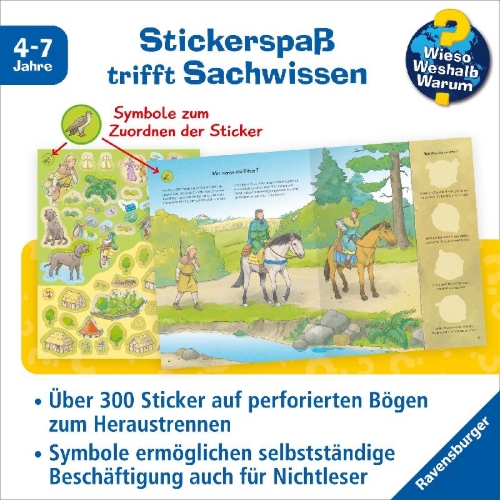Buchcover und Innenansicht für das Buch: Wieso? Weshalb? Warum? Stickerheft - Ritter
