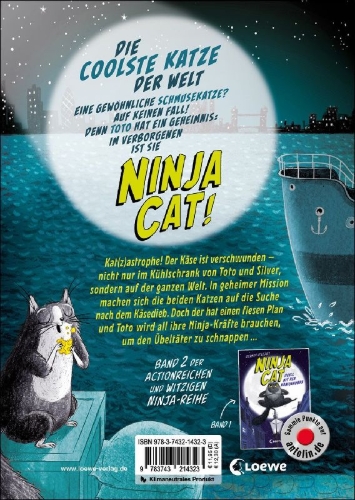Buchcover und Innenansicht für das Buch: Toto the Ninja Cat and the incredible Cheese Heist