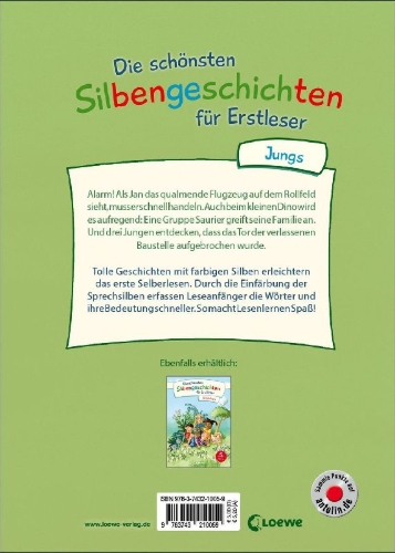 Buchcover und Innenansicht für das Buch: Die schönsten Silbengeschichten für Erstleser - Jungs