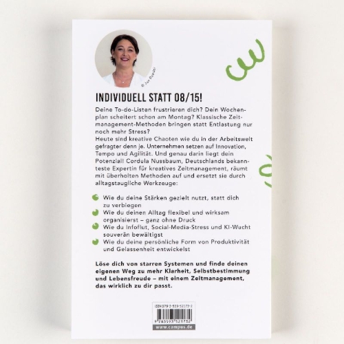 Buchcover und Innenansicht für das Buch: Zeitmanagement für kreative Chaoten