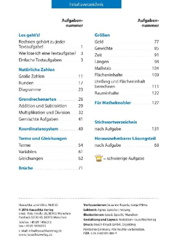 Buchcover und Innenansicht für das Buch: Mathematik: Sachaufgaben mit Lösungen - rechnen, lernen, üben, fördern