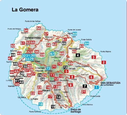 Buchcover und Innenansicht für das Buch: ROTHER Wanderführer La Gomera. 73 Touren auf der wildesten Insel der Kanaren - die schönsten Küsten- und Bergwanderungen