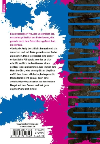 Buchcover und Innenansicht für das Buch: Undead Unluck