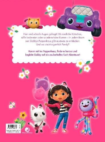 Buchcover und Innenansicht für das Buch: Gabby's Dollhouse: Mein großes Wimmelbuch