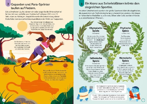 Buchcover und Innenansicht für das Buch: Ich weiß jetzt 100 Dinge mehr! Sport