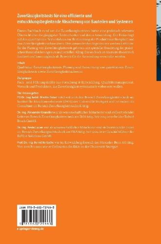 Buchcover und Innenansicht für das Buch: Zuverlässigkeitstests für eine effiziente und entwicklungsbegleitende Absicherung von Bauteilen und Systemen