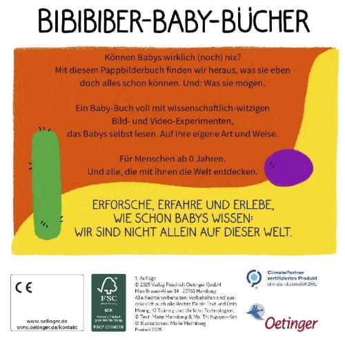 Buchcover und Innenansicht für das Buch: BiBiBiber hat da mal 'ne Frage. Warum können Babys nix? Leben & Tiere