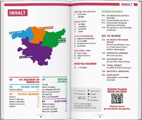 Buchcover und Innenansicht für das Buch: MARCO POLO Reiseführer Baskenland, Bilbao