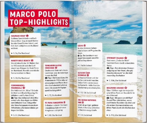 Buchcover und Innenansicht für das Buch: MARCO POLO Reiseführer Neuseeland