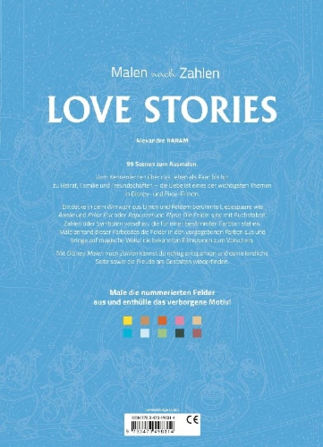 Buchcover und Innenansicht für das Buch: Disney - Malen nach Zahlen: Love Stories