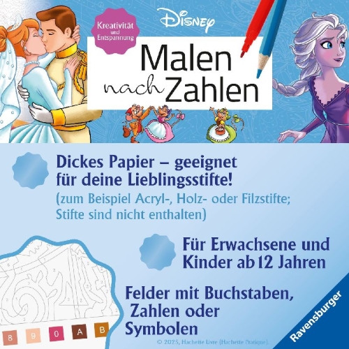 Buchcover und Innenansicht für das Buch: Disney - Malen nach Zahlen: Love Stories