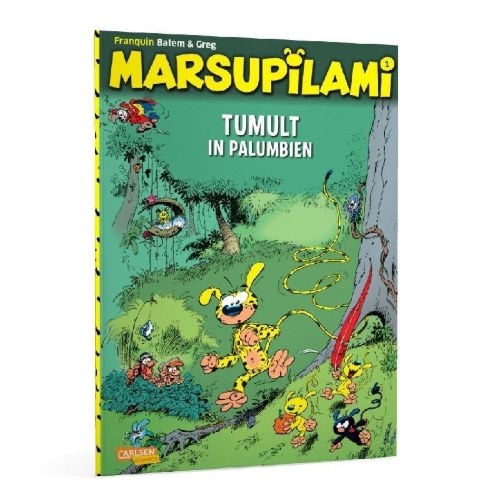 Buchcover und Innenansicht für das Buch: Marsupilami 1 - La queue du Marsupilami