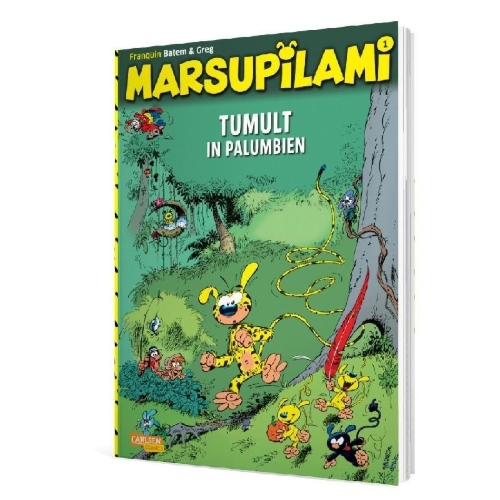 Buchcover und Innenansicht für das Buch: Marsupilami 1 - La queue du Marsupilami