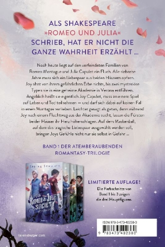Buchcover und Innenansicht für das Buch: The Romeo & Juliet Society, Band 1: Rosenfluch