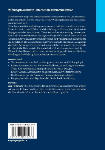 Buchcover und Innenansicht für das Buch: Wirkungsfokussierte Unternehmenskommunikation