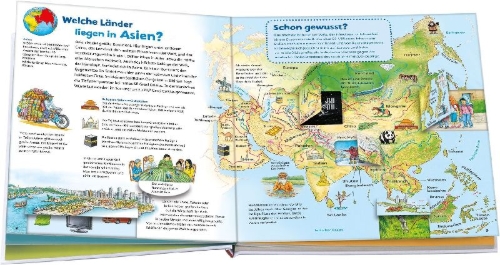 Buchcover und Innenansicht für das Buch: WAS IST WAS Junior Weltatlas für Kinder