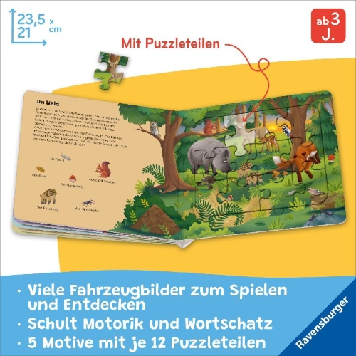 Buchcover und Innenansicht für das Buch: Ravensburger® Puzzle-Buch: Tiere der Welt