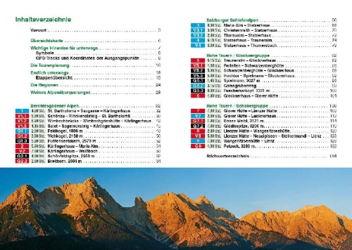 Buchcover und Innenansicht für das Buch: ROTHER Wanderführer Alpenüberquerung Berchtesgaden - Lienz