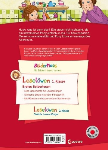 Buchcover und Innenansicht für das Buch: Leselöwen 1. Klasse - Ein Pony namens Erbse