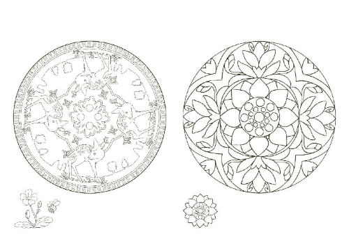 Buchcover und Innenansicht für das Buch: Ich male Mandalas aus. Mandalablock für Kindergarten und Vorschule