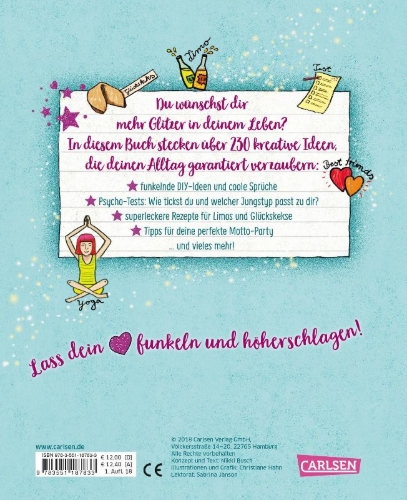 Buchcover und Innenansicht für das Buch: Dein Mädchenbuch: über 230 Ideen für mehr Glitzer im Leben