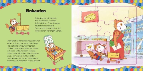 Buchcover und Innenansicht für das Buch: Bobo Siebenschläfer Puzzlebuch für Kinder ab 3 Jahren