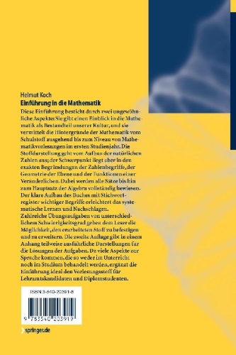 Buchcover und Innenansicht für das Buch: Einführung in die Mathematik