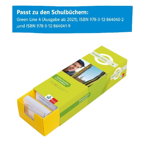 Buchcover und Innenansicht für das Buch: Green Line 4  (ab 2021) Klasse 8 Vokabel-Lernbox zum Schulbuch