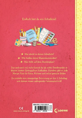 Buchcover und Innenansicht für das Buch: Mein erster Schultag - Feen
