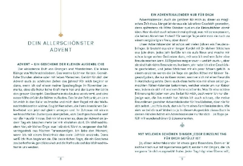 Buchcover und Innenansicht für das Buch: Dein Advent - 24 Glücksmomente nur für dich