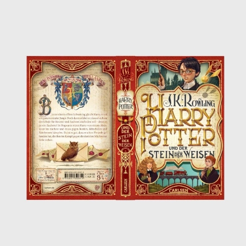 Buchcover und Innenansicht für das Buch: Harry Potter and the Philosopher's Stone
