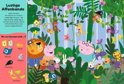 Buchcover und Innenansicht für das Buch: Where's Peppa at the Zoo?