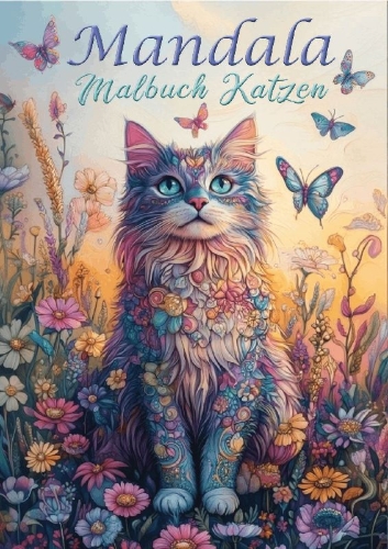 Buchcover und Innenansicht für das Buch: Mandala Malbuch Katzen für Kinder ab 8 Jahren, Teenager und Erwachsene mit 50 schönen Ausmalmotiven