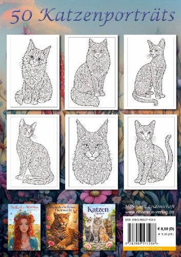 Buchcover und Innenansicht für das Buch: Mandala Malbuch Katzen für Kinder ab 8 Jahren, Teenager und Erwachsene mit 50 schönen Ausmalmotiven