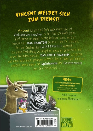 Buchcover und Innenansicht für das Buch: Vincent jagt das Phantom (Band 5)