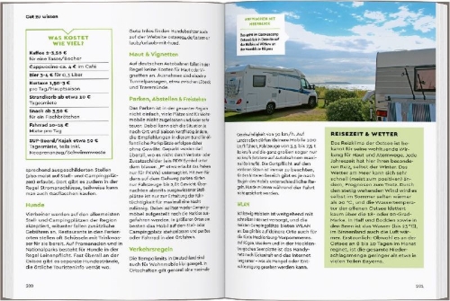 Buchcover und Innenansicht für das Buch: MARCO POLO Camper Guide Ostseeküste & Mecklenburgische Seenplatte