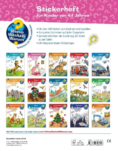 Buchcover und Innenansicht für das Buch: Wieso? Weshalb? Warum? Stickerheft:  Prinzessinnen