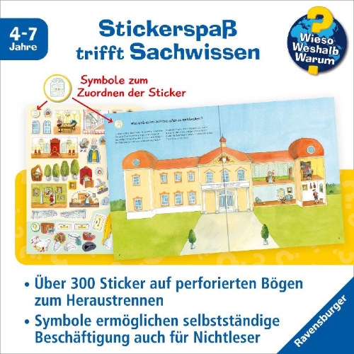 Buchcover und Innenansicht für das Buch: Wieso? Weshalb? Warum? Stickerheft:  Prinzessinnen