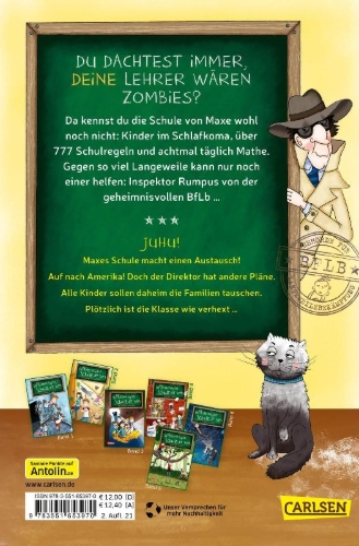 Buchcover und Innenansicht für das Buch: Die unlangweiligste Schule der Welt 7: Der Schüleraustausch
