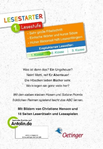 Buchcover und Innenansicht für das Buch: Wenn sieben kleine Hasen durch das ABC rasen