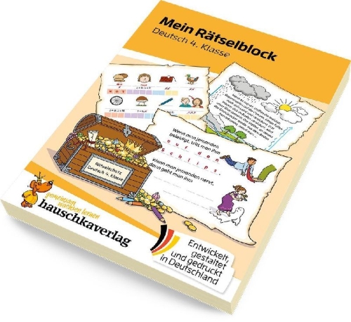 Buchcover und Innenansicht für das Buch: Mein Rätselblock Deutsch 4. Klasse