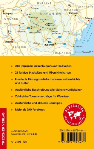 Buchcover und Innenansicht für das Buch: TRESCHER Reiseführer Siebenbürgen